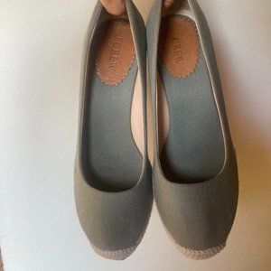 J. Crew Seville espadrille wedges, Gently Used, Green, Size 8